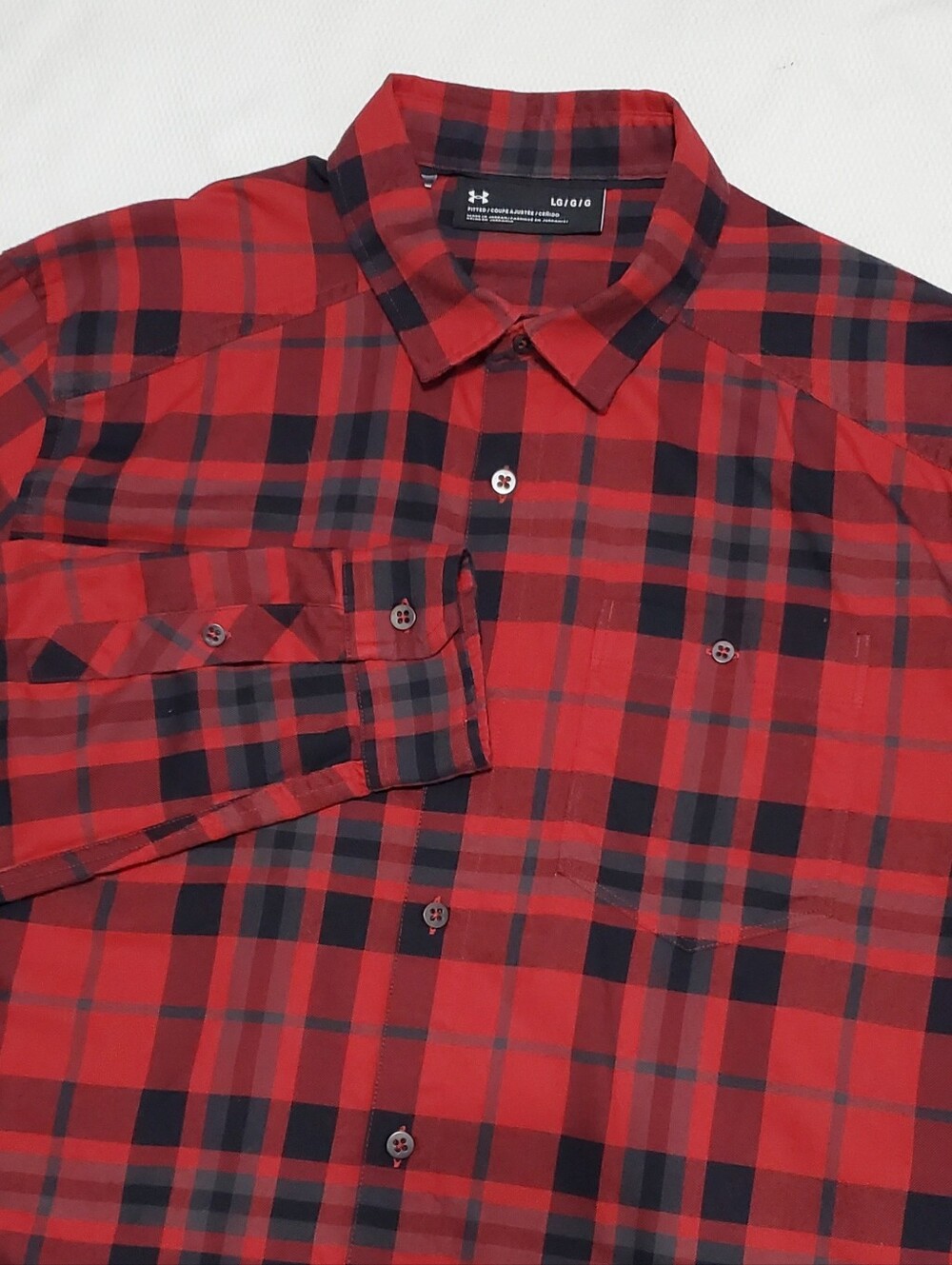 Under Armour Red Plaid Long Sleeve Button Up Shirt Mens Large
